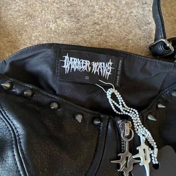 Dolls Kill Darker Wavs Downbeat Spiked Corset Top - Picture 3 of 4